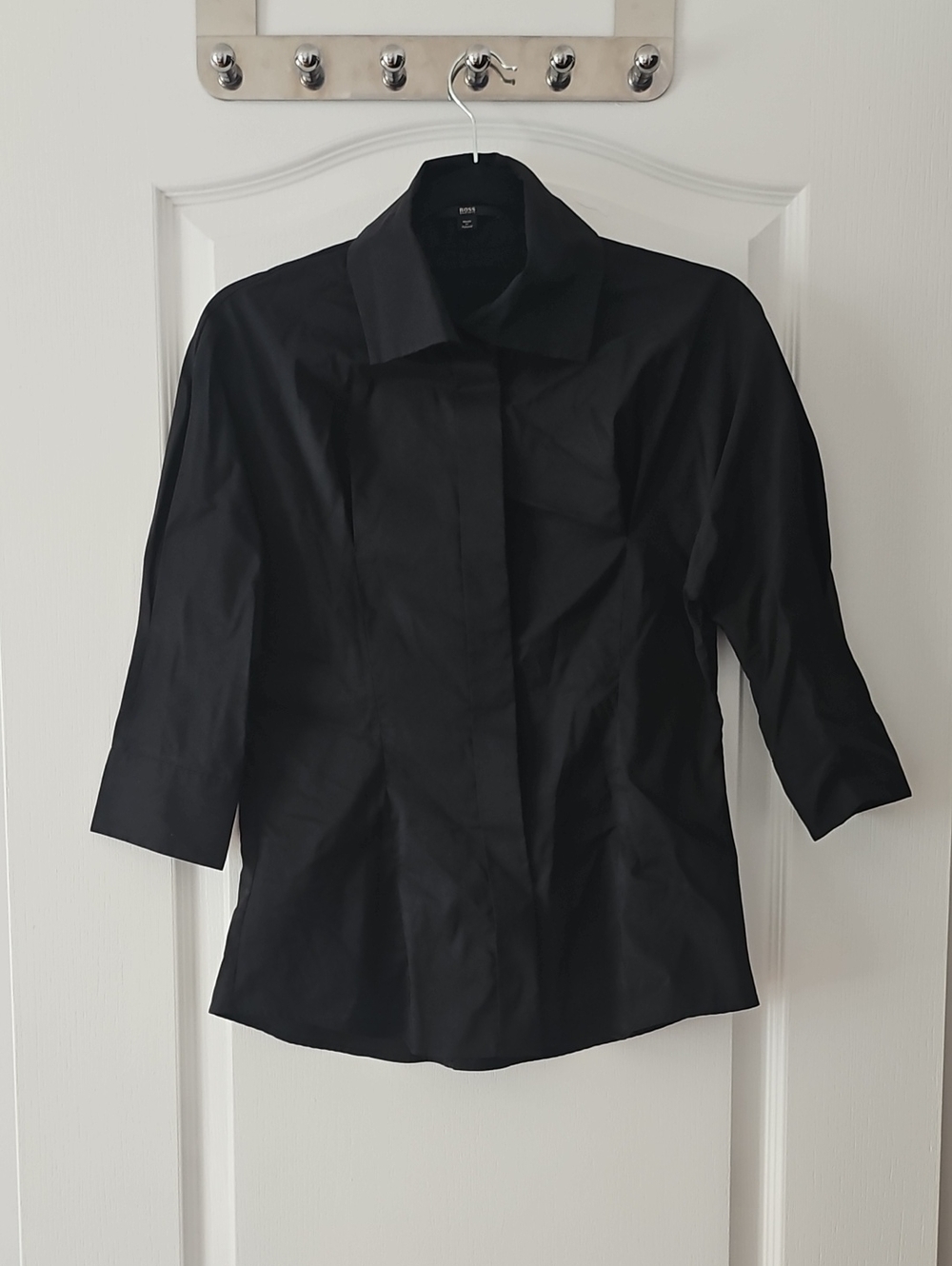 Hugo Boss Women's Black Button-down 3/4 Sleeve Blouse (AS IS)